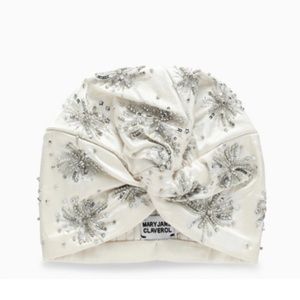 MaryJane Claverol Ivory Beaded Turban Hat